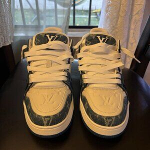 Louis Vuitton LV Trainer White Blue Sneaker Size 44